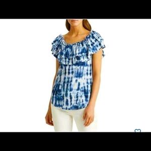 Ralph Lauren blue tide died off the shoulder multipurpose top sz M
